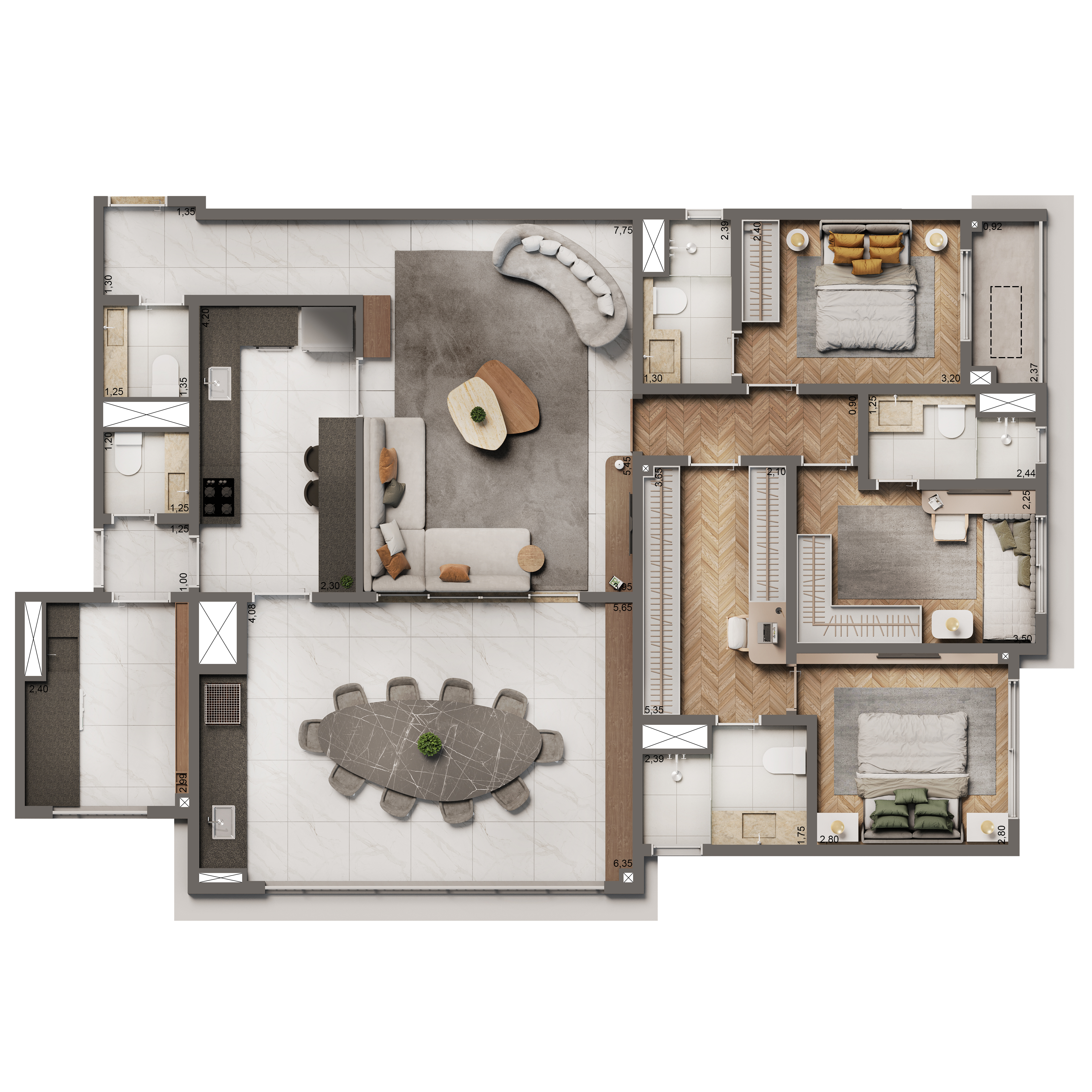 Planta Opção 134m²